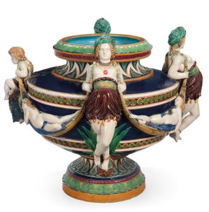 ラージミントンマジョリカジャルディニエール、1870年頃（セラミック）