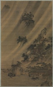 暴風雨のリバービレッジ、c。 1480年から1507年。 作： Lu Wenying