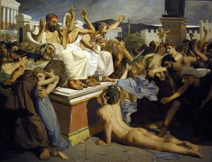 マラソンの戦いの後に勝利の言葉を与えるファイディッピデス 作： Luc Olivier Merson