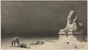 残りのエジプトへの飛行の直訳、スフィンクスのスケッチ[]対、c。 1879-80。 作： Luc Olivier Merson