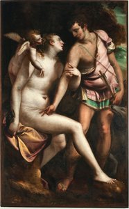 ヴィーナスとアドニス像 ルカ・カンビアソ（1527-1585）作 16世紀 ジェネ、ストラーダ・ヌォーヴァ美術館（元パラッツォ・ビアンコ 作： Luca Cambiaso