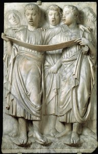 大理石のレリーフ、ルカ・デッラ・ロッビア（c.1400-1482）作、クアトロチェント。