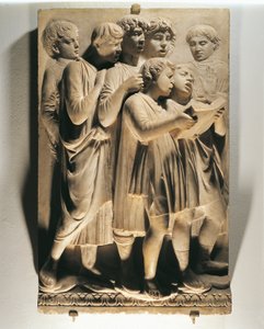 Laudate Eum in choro（Salmo 150, Laudate Dominum）、歌う子供たちのパネル。 作： Luca Della Robbia