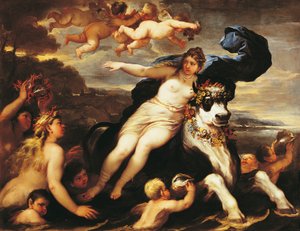 ルカ・ジョルダーノ（1634-1705）の「エウロパの導入」、油彩・キャンバス 作： Luca Giordano