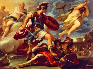 トゥルヌスを倒すエネアス』ルカ・ジョルダーノ（1634-1705）作、油彩・キャンバス