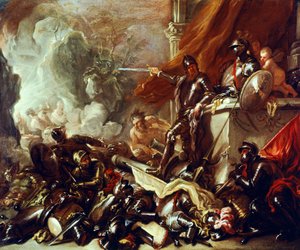 戦争の寓意、Luca Giordano (1634-1705) 作、キャンバスに油彩、61x50 cm 作： Luca Giordano