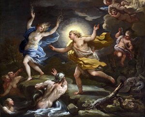 バロック。アポロとダフネ」ジョルダーノ、ルカ（1632-1705）。油彩・キャンバス 作： Luca Giordano