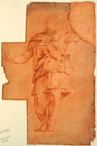 素描、立像の習作、1670-1700年頃 作： ルカ・ジョルダーノ