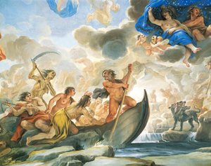 ルカ・ジョルダーノ（1634-1705）によるフレスコ画「カロンの像」の細部 作： Luca Giordano