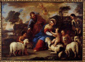 聖家族ルカ・ジョルダーノ・ディット・ファ・プレスト（1632-1705）の絵画 作： Luca Giordano