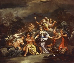 芸術と科学の守護神としてのミネルバ」ルカ・ジョルダーノ作 油彩・キャンバス 作： Luca Giordano