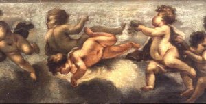戯れるプッティ（紙・キャンバス）（中央詳細）（67091-94も参照 作： Luca Giordano