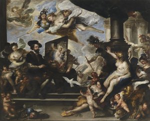 平和の寓意を描くルーベンス 作： Luca Giordano