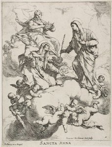 キリストと聖母によって天国で受け入れられた聖アンナ 作： Luca Giordano