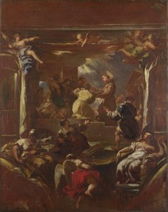 パドヴァの聖アントニウスは、1700 年以前に男性の足を修復しました。 作： Luca Giordano