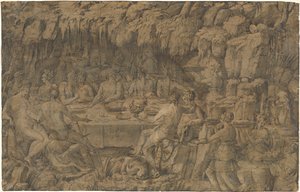 アケロイスの宴 1545年頃（ペン・インク画）
