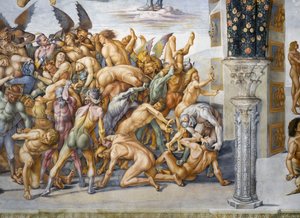 最後の審判」のフレスコ画より「地獄に堕ちた人々 作： Luca Signorelli