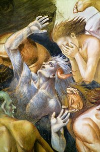最後の審判」のフレスコ画より「地獄に堕ちた人々