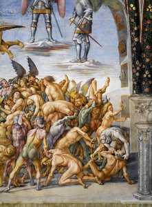 最後の審判」のフレスコ画より「地獄に堕ちた人々