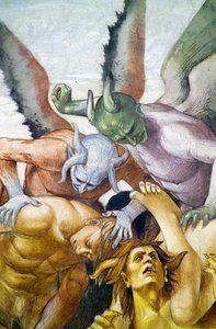 最後の審判」のフレスコ画より「地獄に堕ちた人々