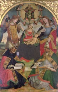三位一体」「聖母子」「天使と聖人」1505-08年頃（パネルに油彩） 作： Luca Signorelli
