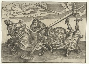 2 人の貴族が騎馬騎士として参加するドイツのトーナメント 作： Lucas Cranach