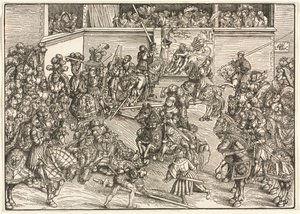 サンプソンとライオンのタペストリーで第2回大会 作： Lucas Cranach