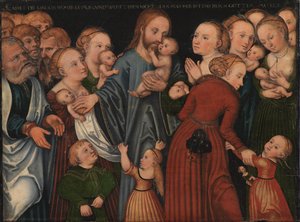 子供たちを祝福するキリスト 作： Lucas Cranach d.Æ.