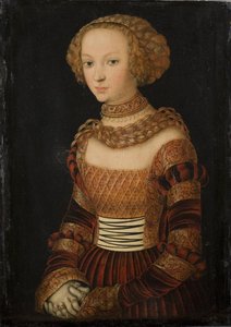 若い女性の肖像画。 ザクセンのエミリー王女？ 作： Lucas Cranach d.Æ.