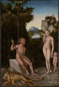 殺されたライオンとフォーンとその家族 作： Lucas Cranach the Elder
