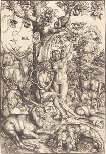 パラダイスのアダムとイブ 作： Lucas Cranach the Elder