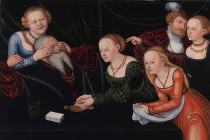 遊女に魅了された老人。 1537年頃 作： Lucas Cranach the Elder