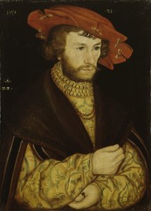 赤いベレー帽とひげを生やした若い男の肖像 作： Lucas Cranach the Elder