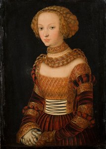 デンマーク語：若い女性の肖像。ザクセン王女エミーリエ？  若い女性の肖像。ザクセン王女エミリア？ 作： ルーカス・クラナッハ・ザ・エルダー