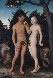 ドイツ語：Adam und Eva im Paradies (Sündenfall) 楽園のアダムとイヴ（堕落） 作： ルーカス・クラナッハ・ザ・エルダー