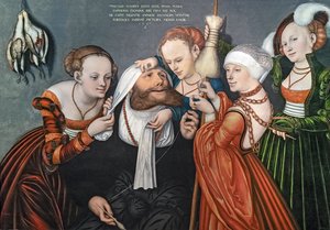 ドイツ語：Herkules bei Omphale オンファレの宮廷でのヘラクレス 作： ルーカス・クラナッハ・ザ・エルダー