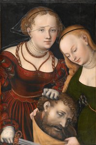 ドイツ語：Judith mit dem Haupt des Holofernes und einer Dienerin ホロフェルネスの首と召使いを持つユディト 作： ルーカス・クラナッハ・ザ・エルダー