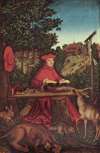 ドイツ語：ハイリガー・ヒエロニムス役 ブランデンブルク枢機卿アルブレヒト（1490-1545） 聖ジェローム役 作： ルーカス・クラナッハ・ザ・エルダー