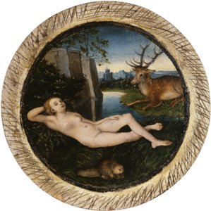 ドイツ語：休む春の精 Reclining nymph 作： ルーカス・クラナッハ・ザ・エルダー