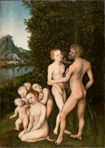 ドイツ語：Urzeitliche Menschen 原始の人々 作： ルーカス・クラナッハ・ザ・エルダー