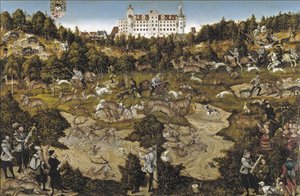 トルガウ城でチャールズ5世皇帝を称える狩り 作： Lucas Cranach the Elder