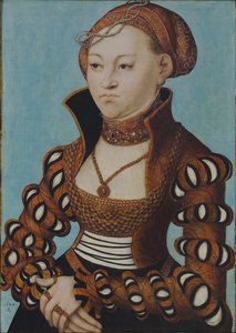 花冠をかぶったザクセン王女マリアの肖像 作： ルーカス・クラナッハ・ザ・エルダー