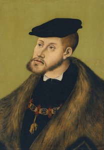 皇帝チャールズ5世1500〜1558、1533年の肖像 作： Lucas Cranach the Elder