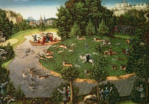 フリードリッヒ3世賢者のクワガタ狩り、1529年（パネル） 作： Lucas Cranach the Elder