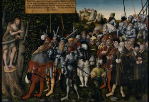 洗礼者ヨハネの説教、1549 作： Lucas Cranach the Younger