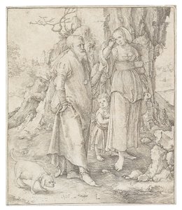 ハガルの否認、1516 年。 作： Lucas Leyden van