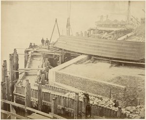 拡大されたライムハウス・ベイスンの建設（ロンドン、1869年5月 作： Lucas and Tuck