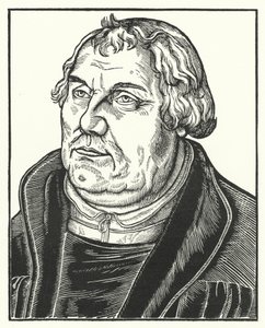 ドイツのプロテスタント改革者マルティン・ルターの晩年の肖像（エングレービング 作： Lucas the Elder (after) Cranach