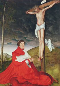 十字架の下のマインツ選帝侯アルベール（油彩・パネル 作： Lucas the Elder Cranach