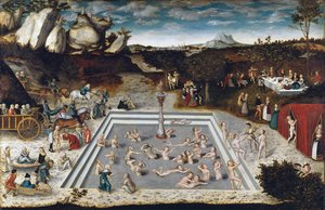 青春の泉 - クラーナハ、ルーカス、ザ・エルダー（1472-1553）の「青春の泉」。木に油彩